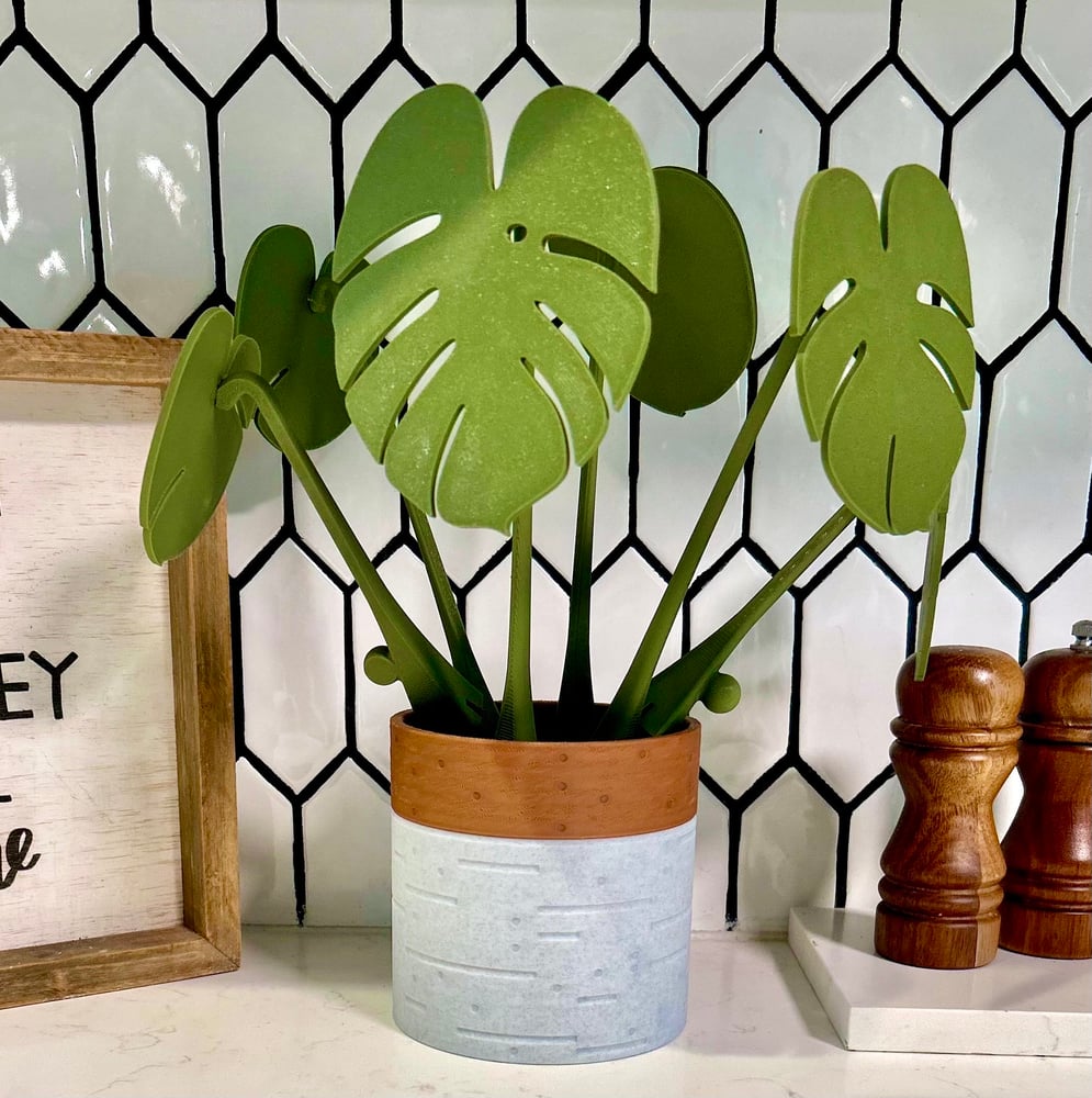Monstera Coaster Set Plant, 3D Printed with Magnetic Coaster Leaves