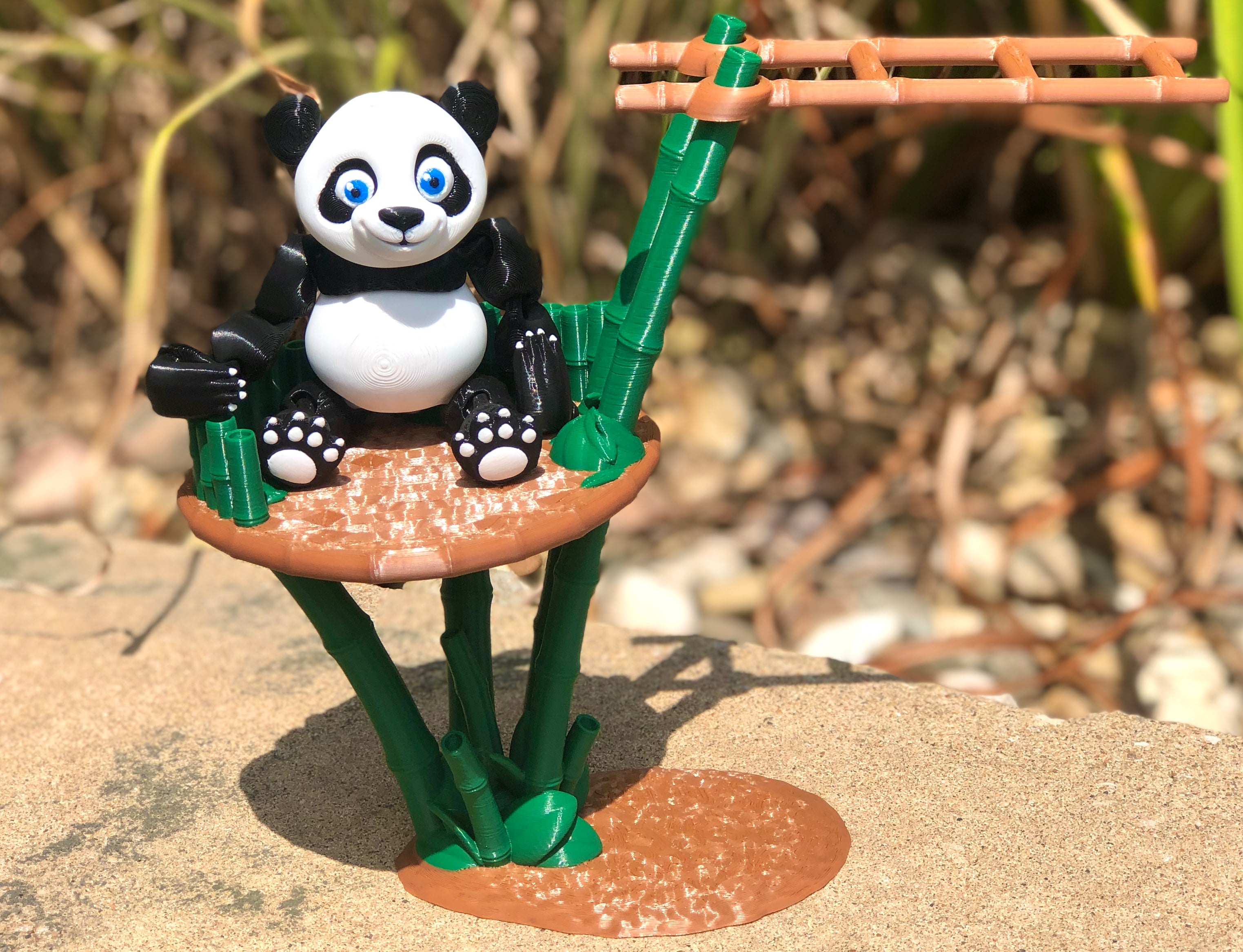Flexible Panda with Bamboo Tree Stand and Play Ladder